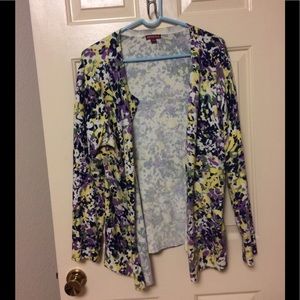 Merona cardigan with yellow green navy and purple